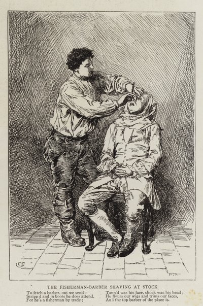 The Fisherman-Barber Shaving at Stock by Charles Green